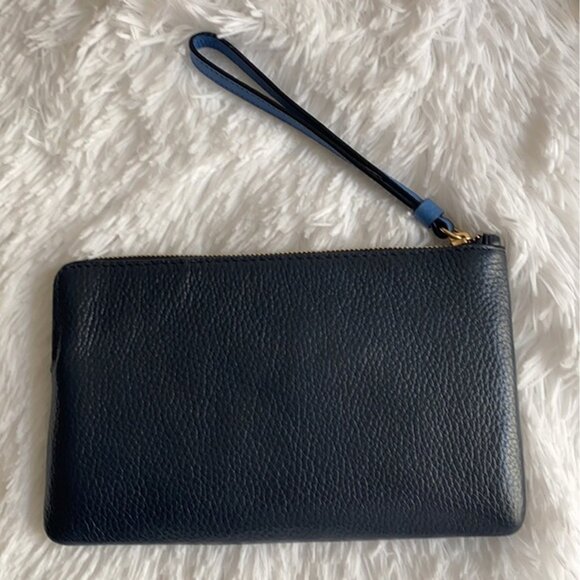 Coach Bag Vintage Midnight Navy Blue Wristlet Horse Carriage Leather Handbag NEW - Picture 4 of 7